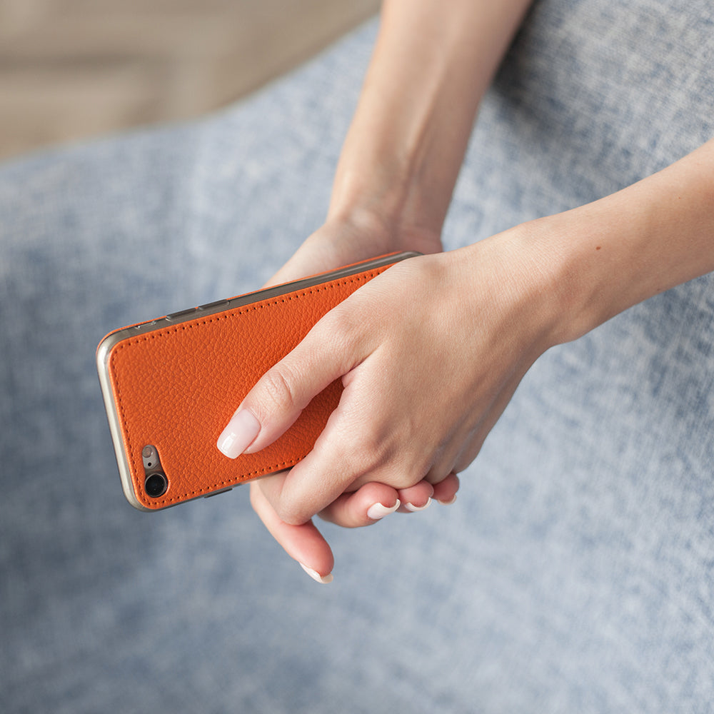 Orange Leather iPhone SE Case