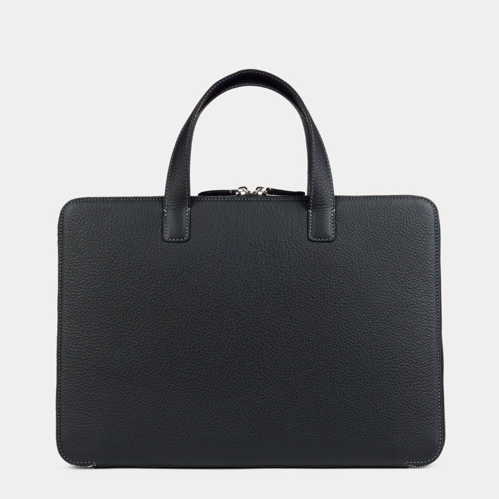 Leather Notebook Bag 14'' with Pockets Black | Marcel Robert - 2