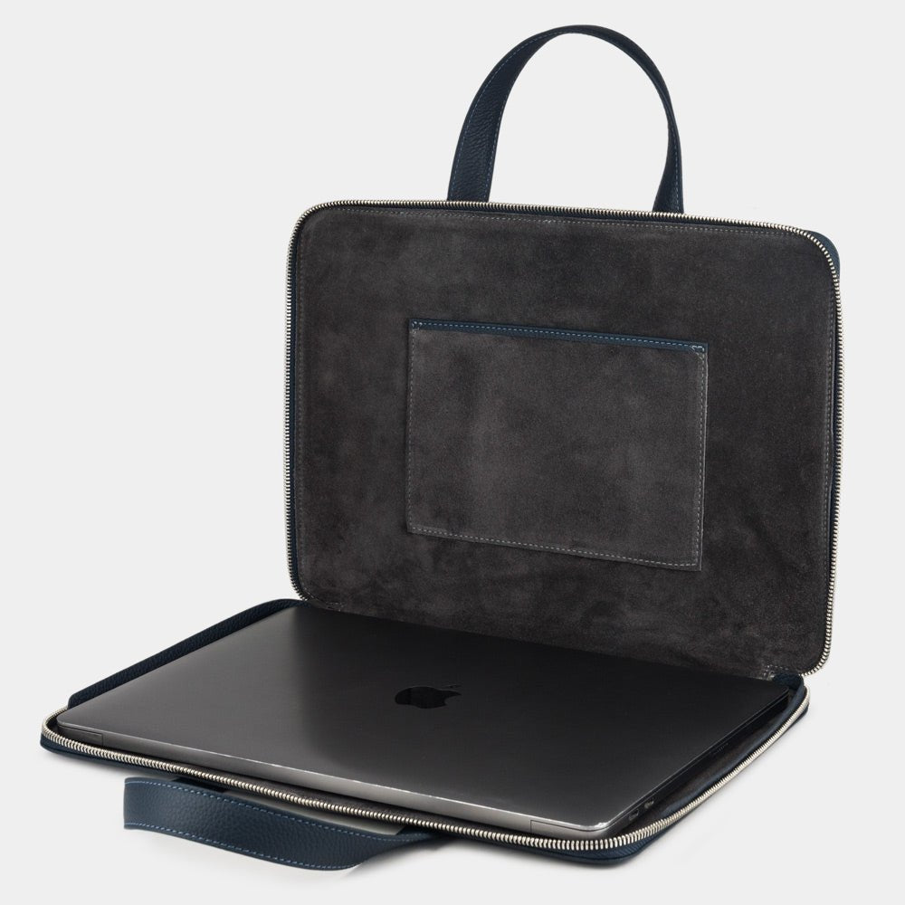 Leather Notebook Bag 14'' with Pockets Black | Marcel Robert - 3