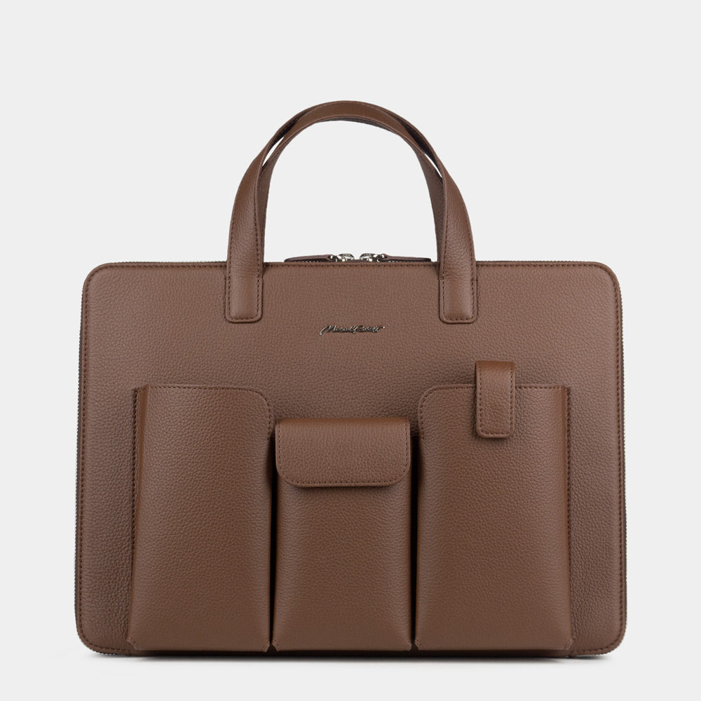 notebook bag 14'' Bocage with pockets brown