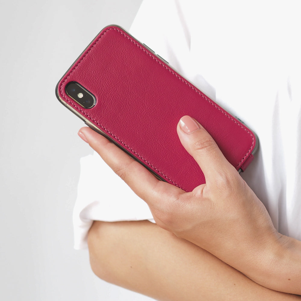 Fuchsia Leather iPhone X Case