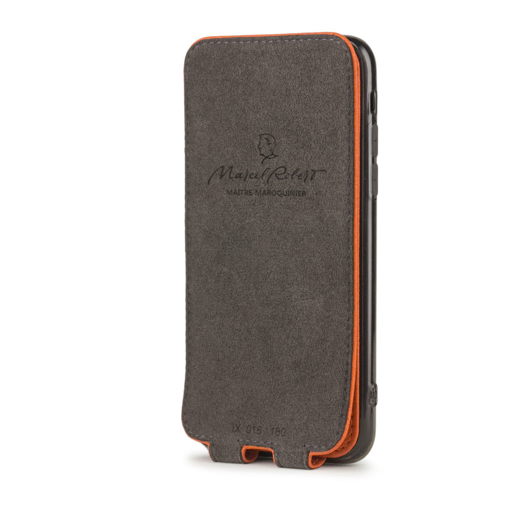iPhone XS Max Orange Leather Flip Case – Magnetic Cover
