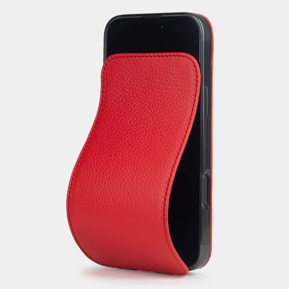 iPhone 16 Pro Red Calfskin Leather Case – MagSafe Flip