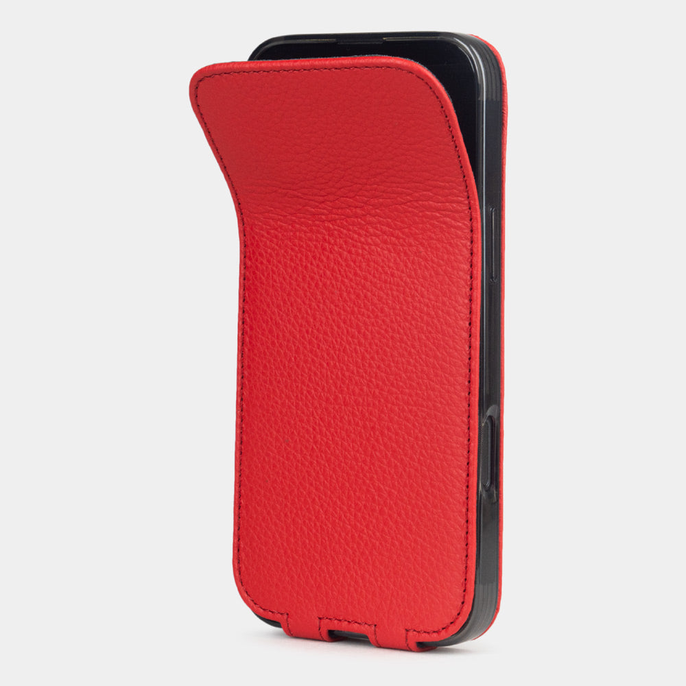 iPhone 16 Red Calfskin Leather Case – MagSafe Flip