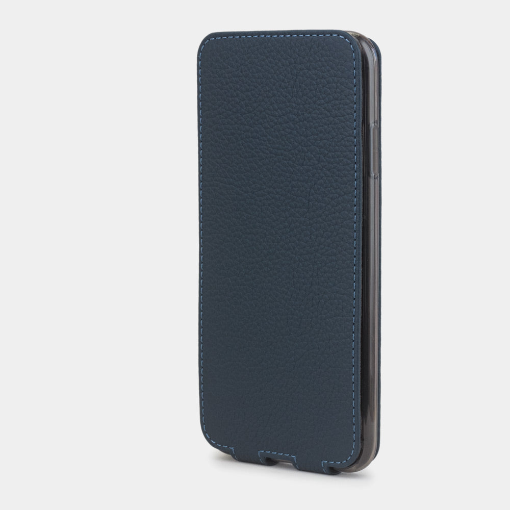 iPhone XS Max Matte Blue Leather Flip Case – Slim Cover