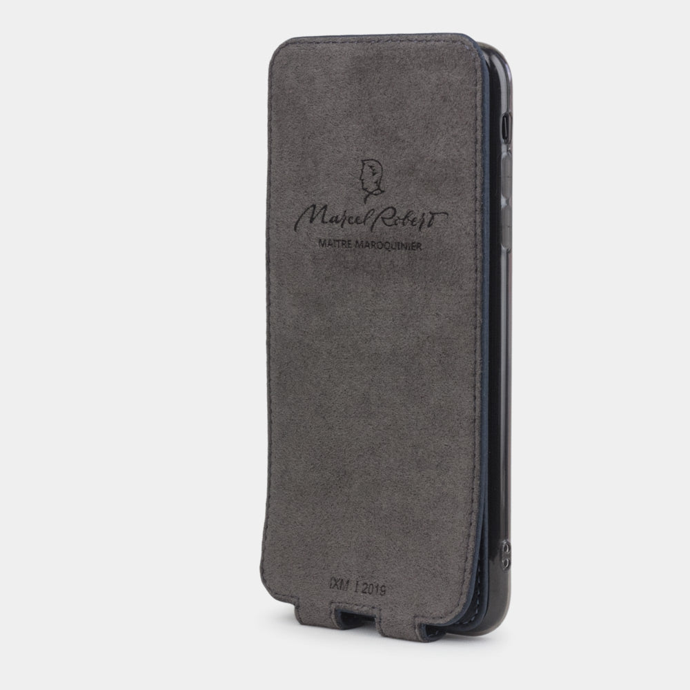 iPhone XS Max Matte Blue Leather Flip Case – Slim Cover