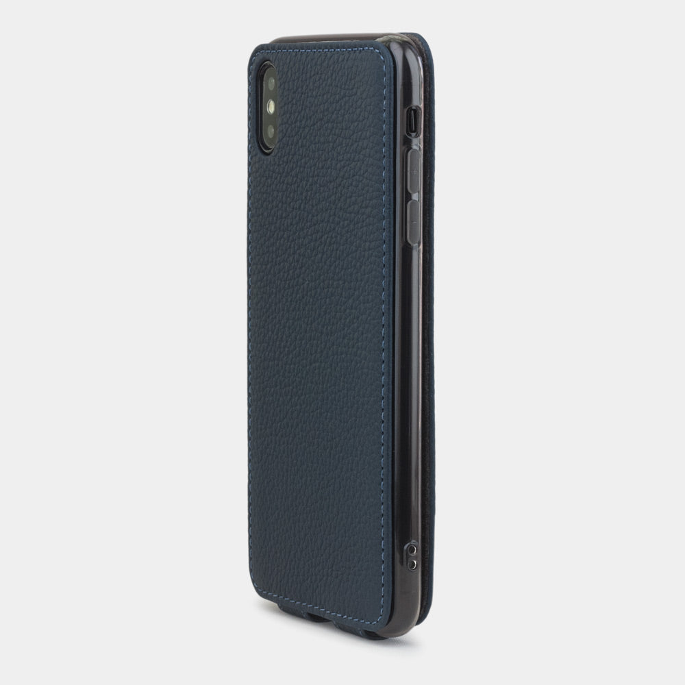 iPhone XS Max Matte Blue Leather Flip Case – Slim Cover