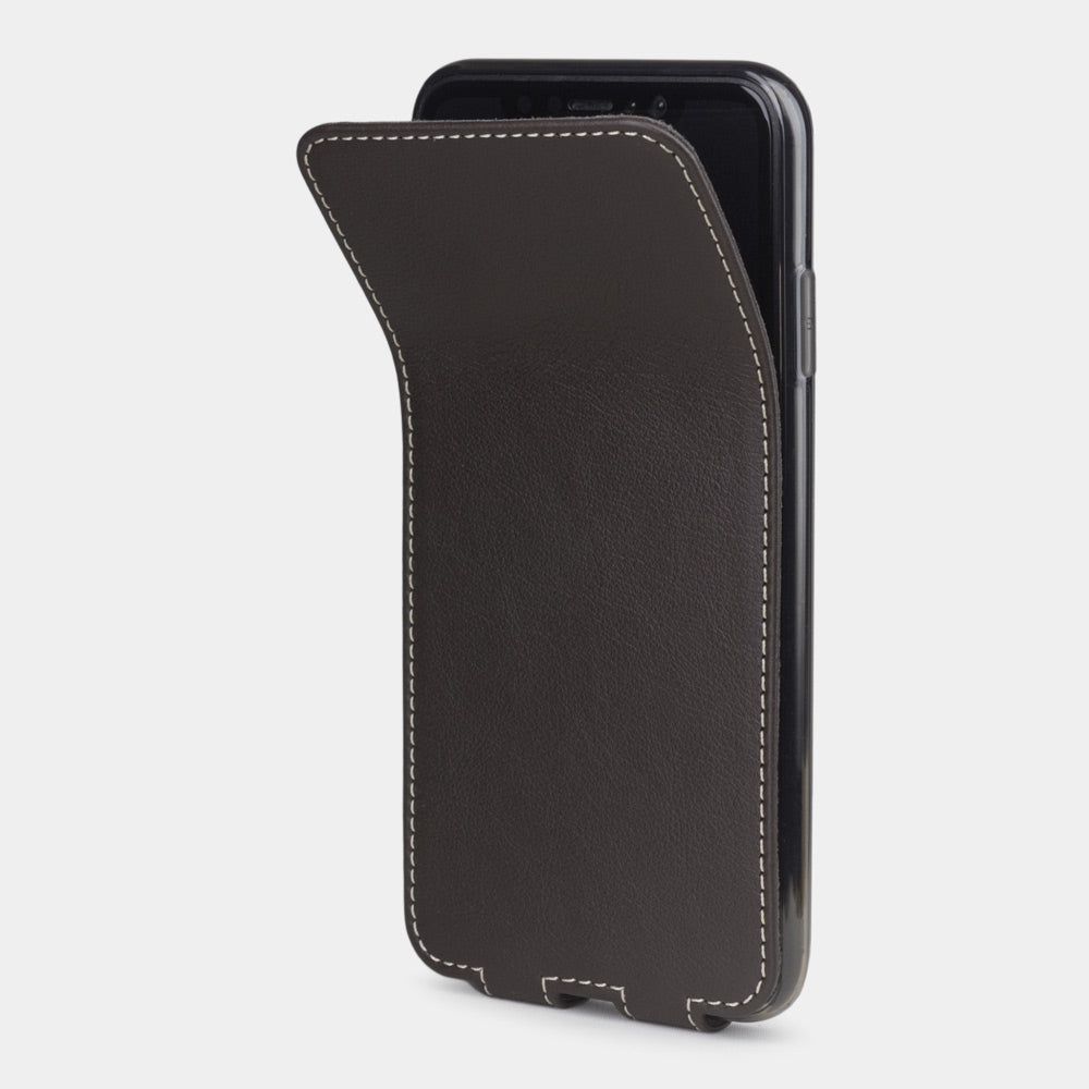 iPhone XS Max Brown Leather Flip Case – Slim Magnetic