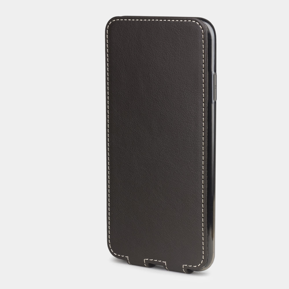 iPhone XS Max Brown Leather Flip Case – Slim Magnetic