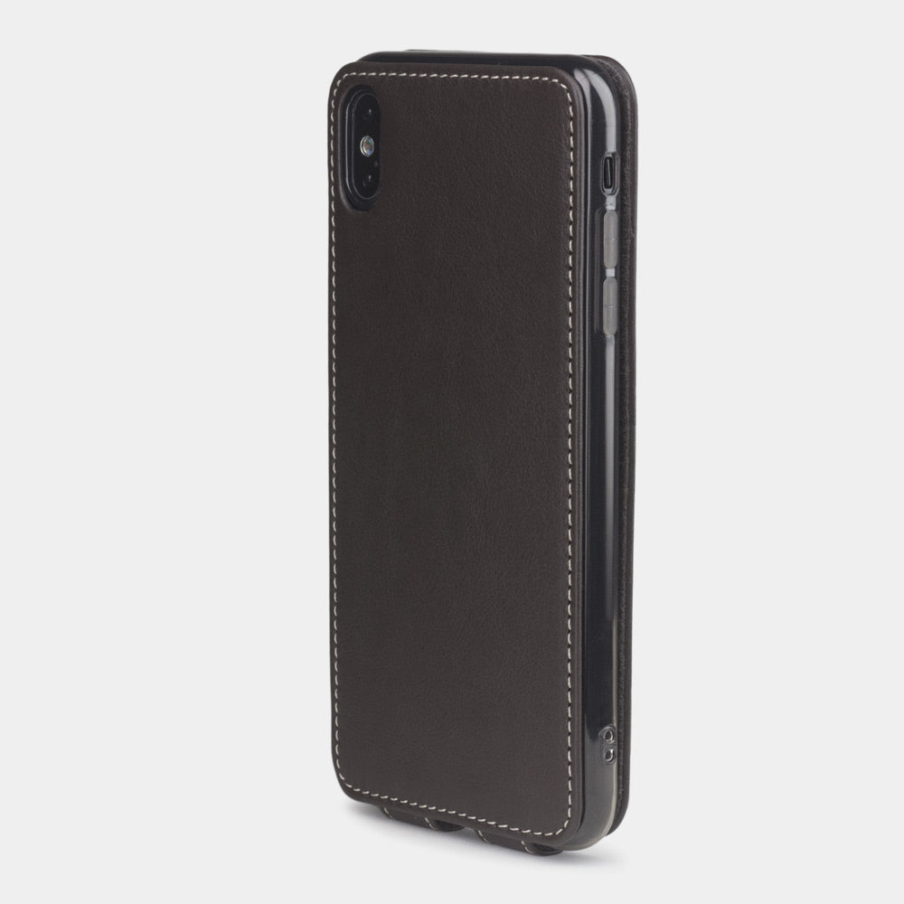 iPhone XS Max Brown Leather Flip Case – Slim Magnetic
