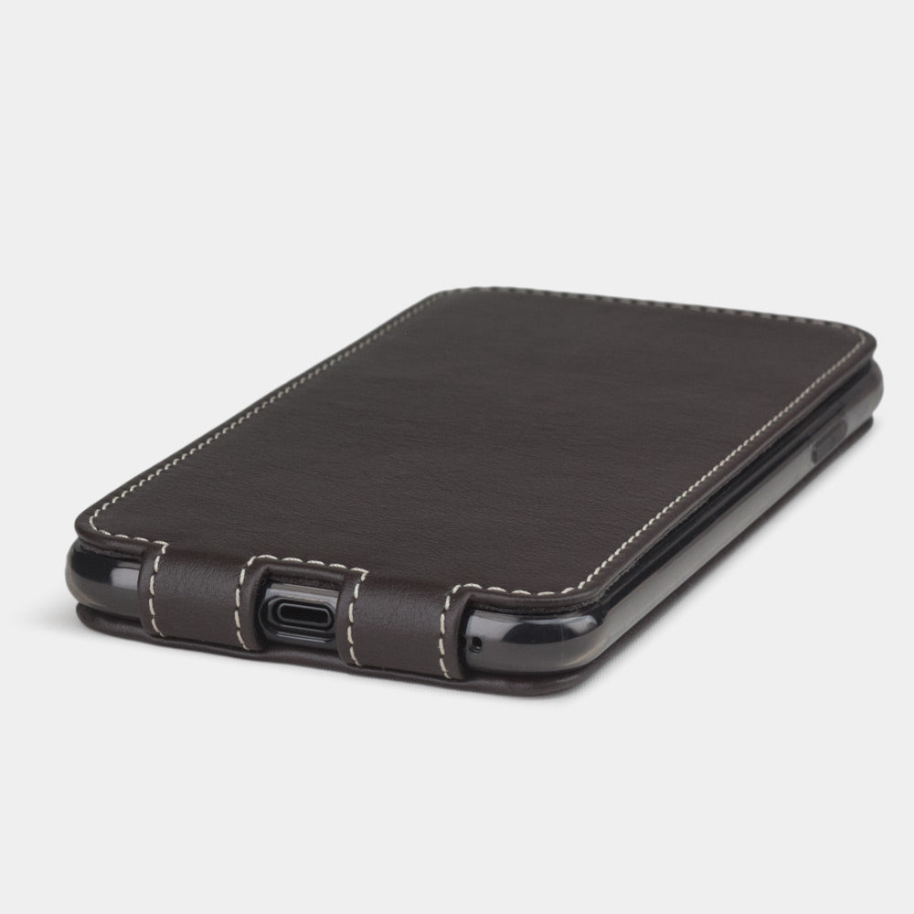 iPhone XS Max Brown Leather Flip Case – Slim Magnetic