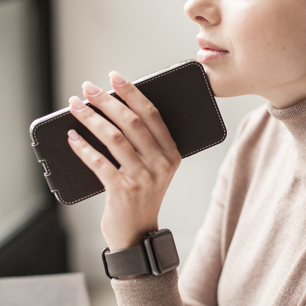 iPhone XS Max Brown Leather Flip Case – Slim Magnetic
