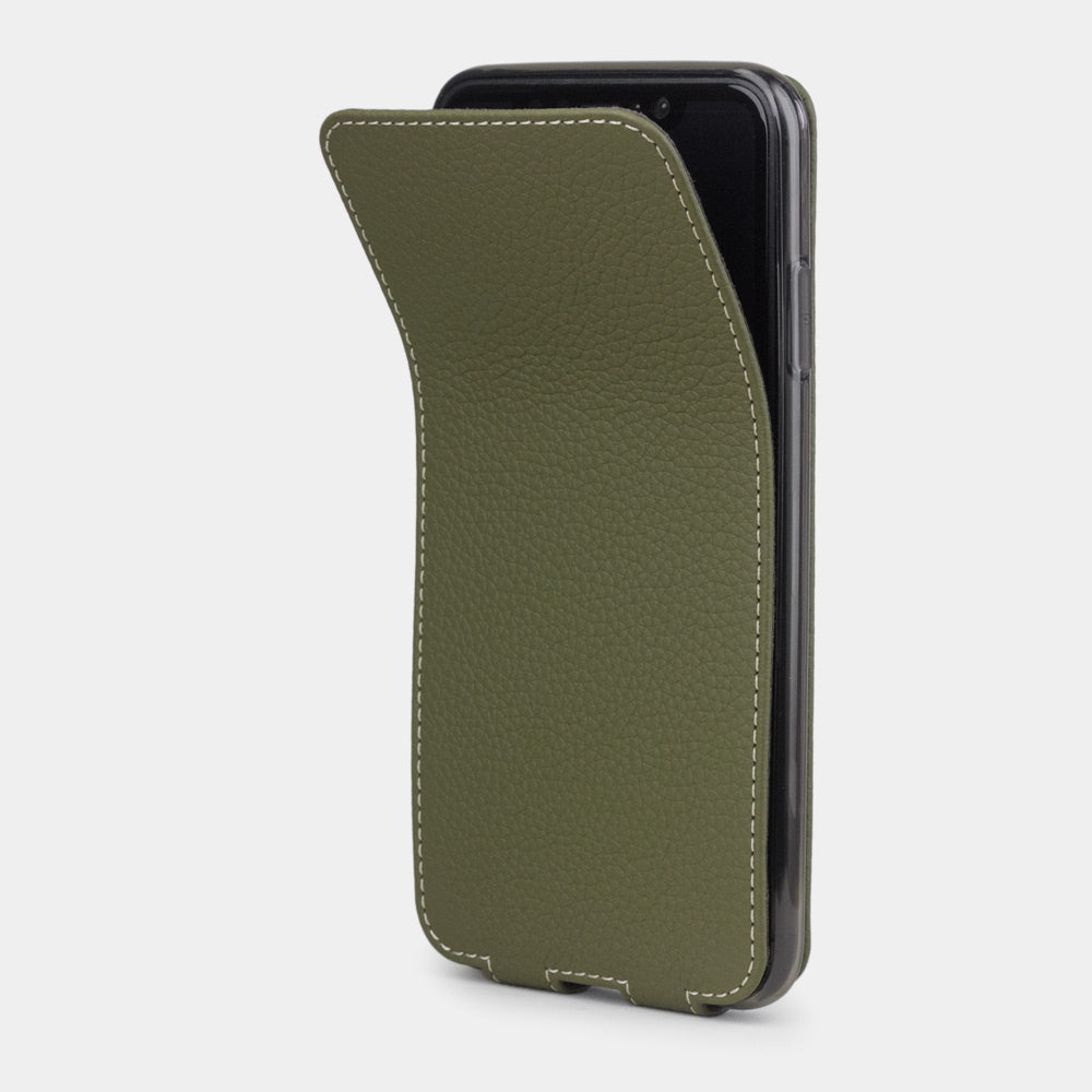 iPhone XS Max Green Leather Flip Case – Magnetic Cover