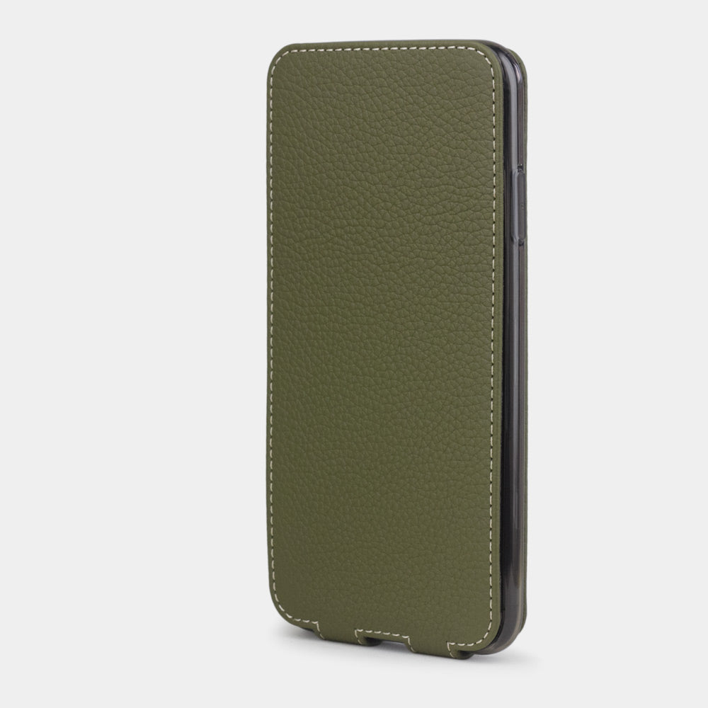 iPhone XS Max Green Leather Flip Case – Magnetic Cover