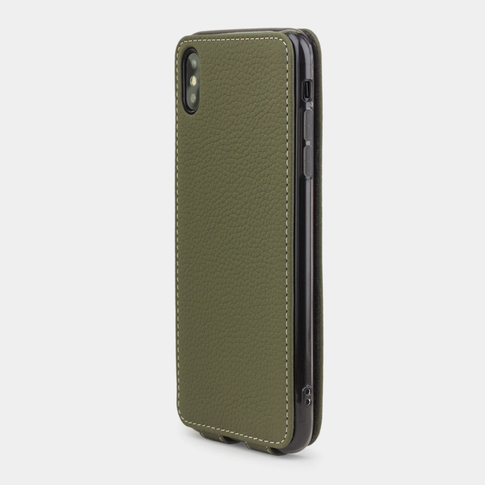 iPhone XS Max Green Leather Flip Case – Magnetic Cover