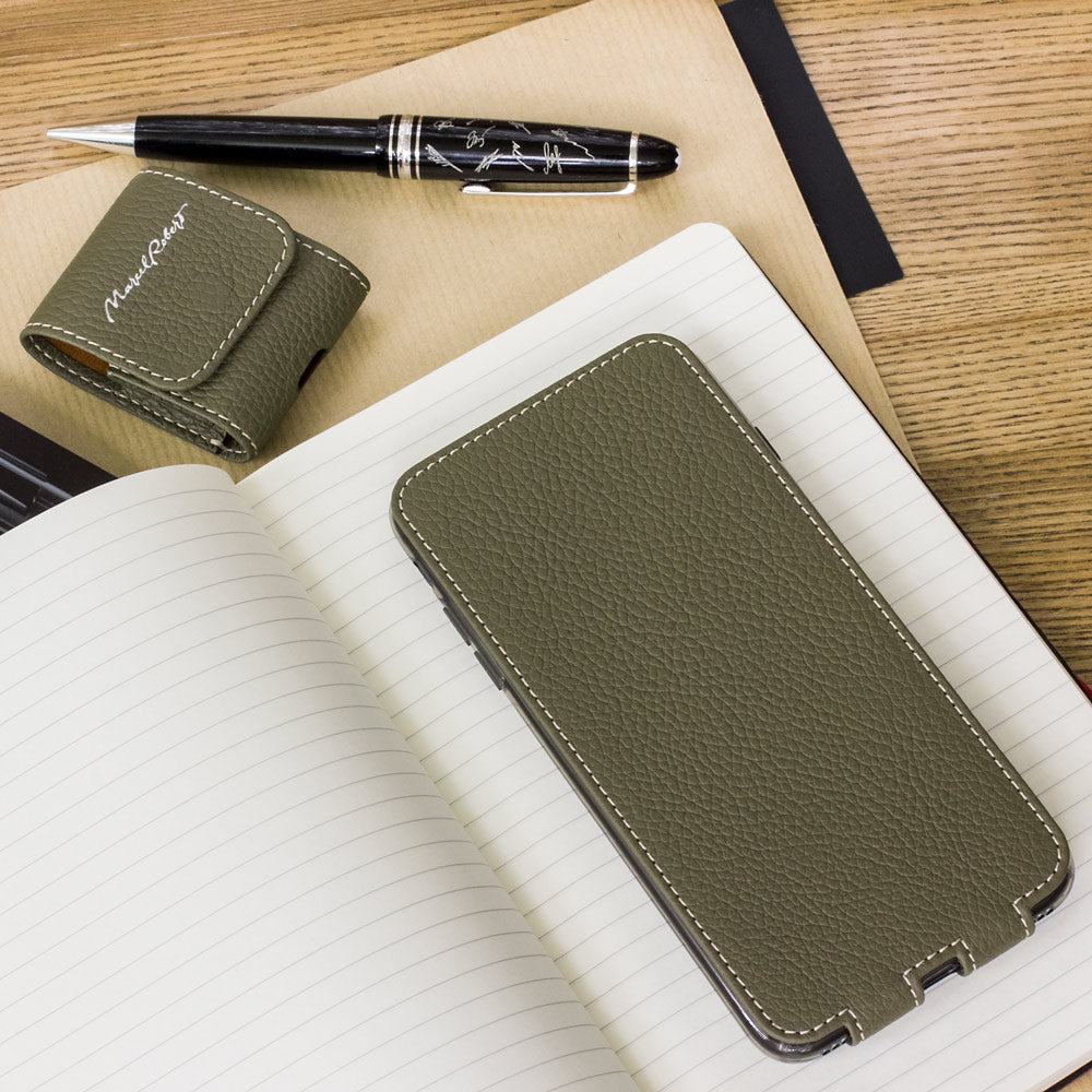 iPhone XS Max Green Leather Flip Case – Magnetic Cover