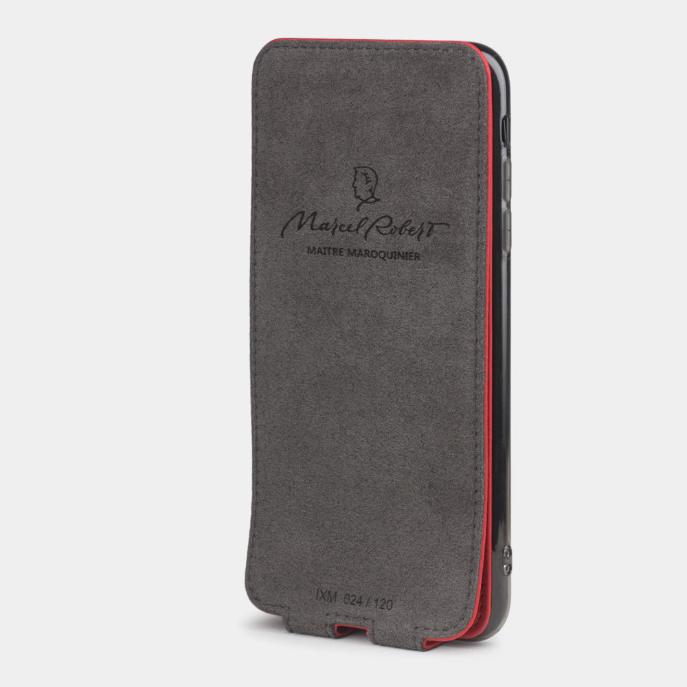 iPhone XS Max Red Leather Case – Slim Magnetic Flip