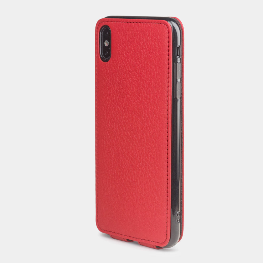iPhone XS Max Red Leather Case – Slim Magnetic Flip