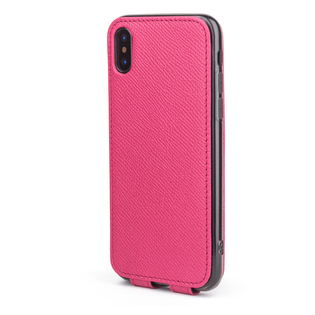 iPhone X Pink Fluo Leather Flip Case – Magnetic Cover