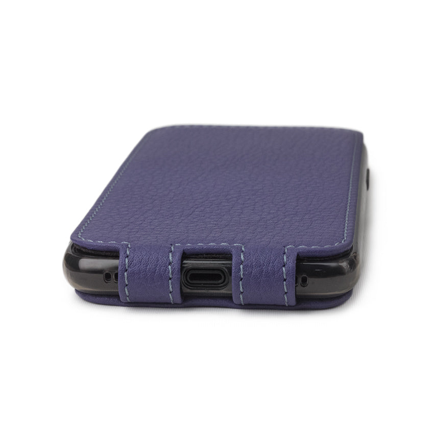iPhone X Purple Leather Flip Case – Magnetic Cover