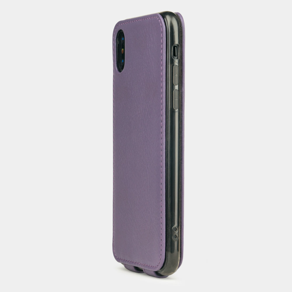 iPhone X Violet Leather Case – Slim Magnetic Flip Cover