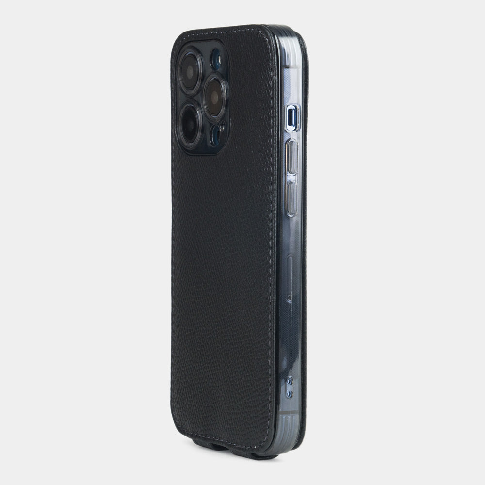 iPhone 15 Pro Max Black Saffiano Flip Case – MagSafe