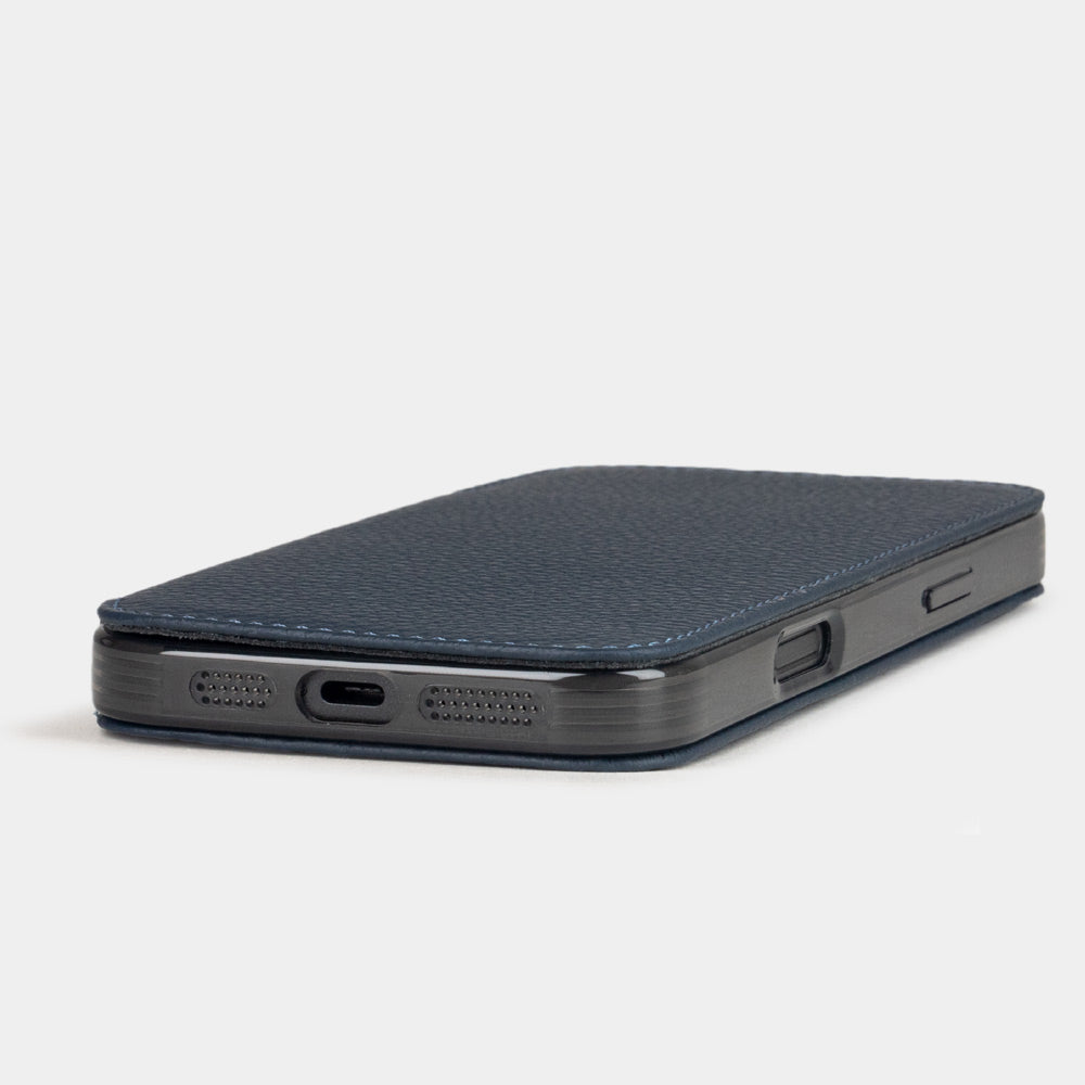 iPhone 16 Pro Blue Calfskin Wallet Case – MagSafe