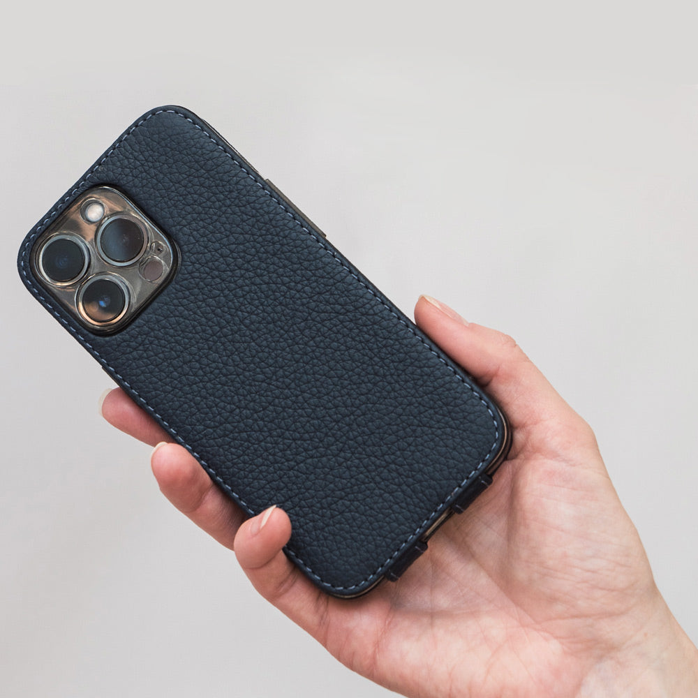 iPhone 16 Pro Max Blue Calfskin Luxury Case – MagSafe Flip