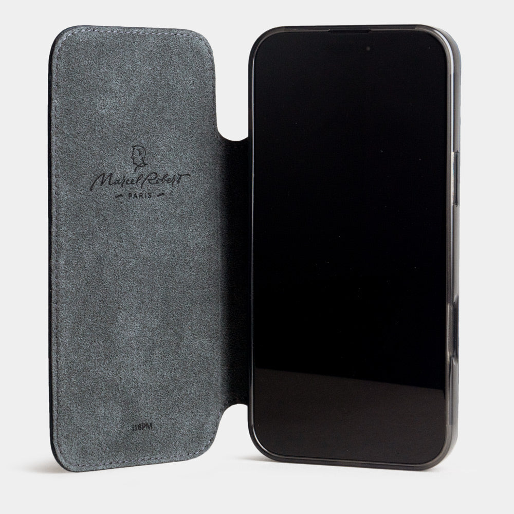 iPhone 16 Pro Blue Calfskin Wallet Case – MagSafe
