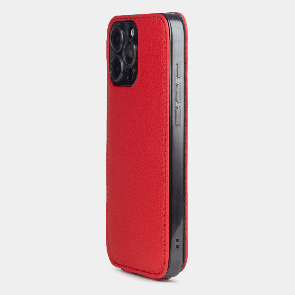 iPhone 16 Pro Red Calfskin Leather Case – MagSafe Flip