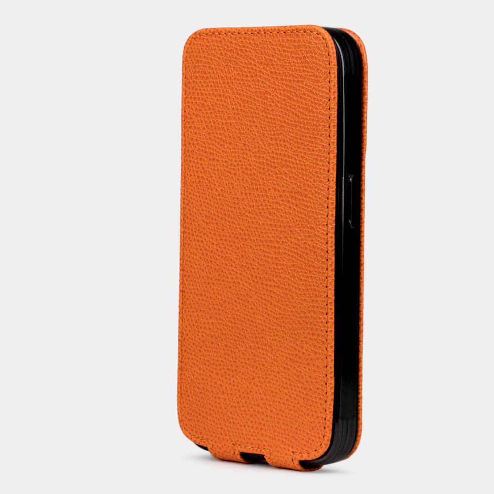 iPhone 15 Pro Max Orange Leather Case – Slim MagSafe Flip Cover