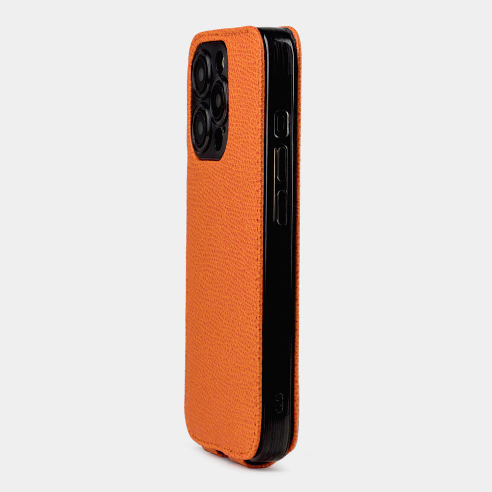 iPhone 15 Pro Max Orange Leather Case – Slim MagSafe Flip Cover