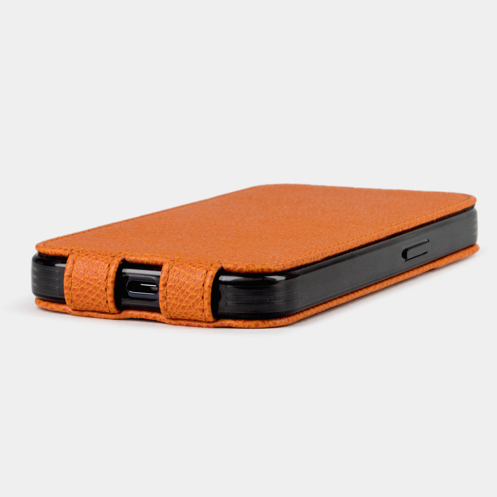 iPhone 15 Pro Max Orange Calfskin Luxury Case – MagSafe Flip