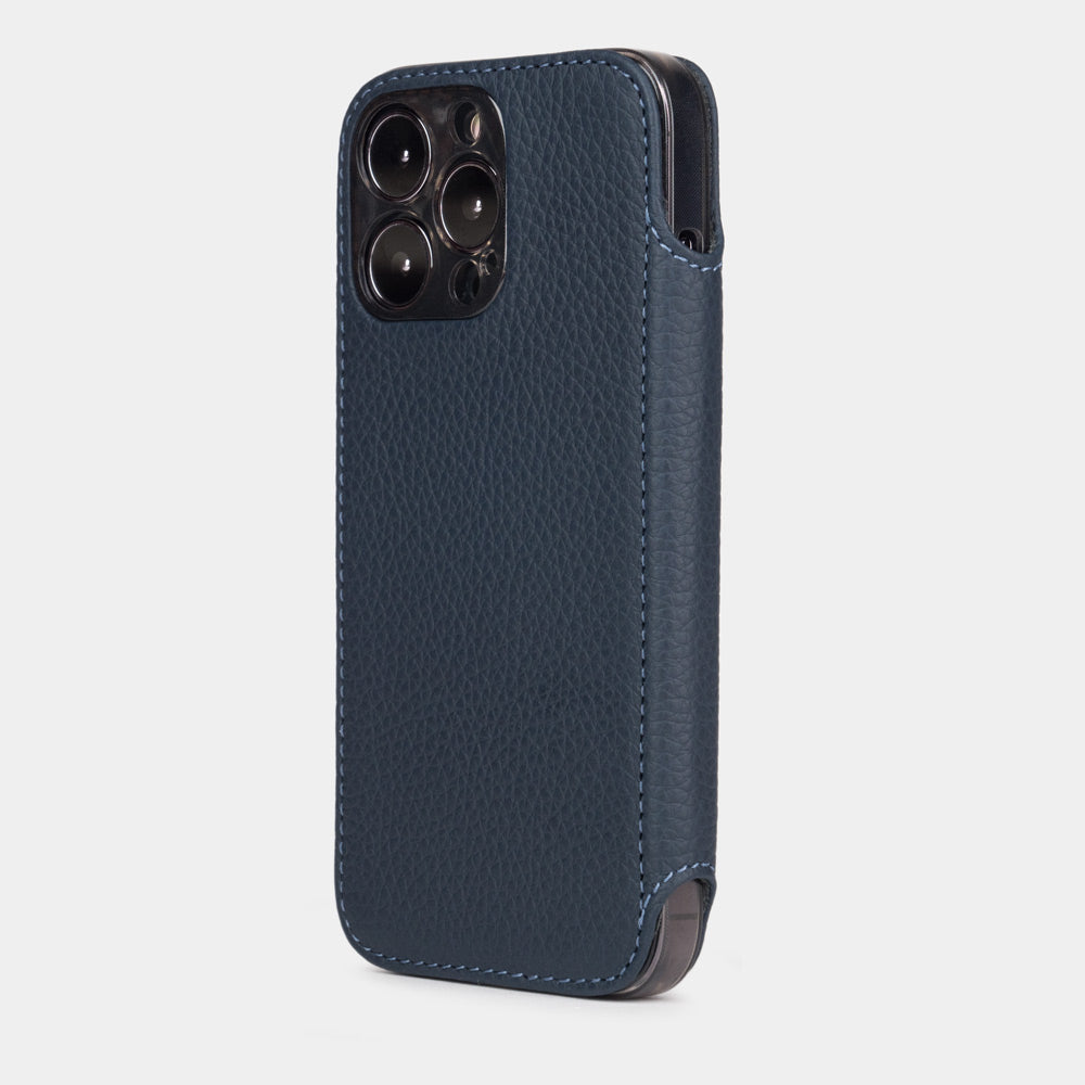 iPhone 15 Pro Max Blue Calfskin Wallet Case – MagSafe