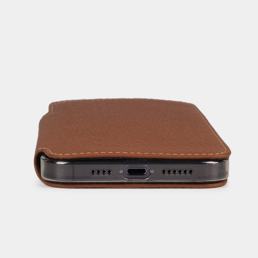 iPhone 15 Pro Max Gold Calfskin Designer Wallet Case – MagSafe