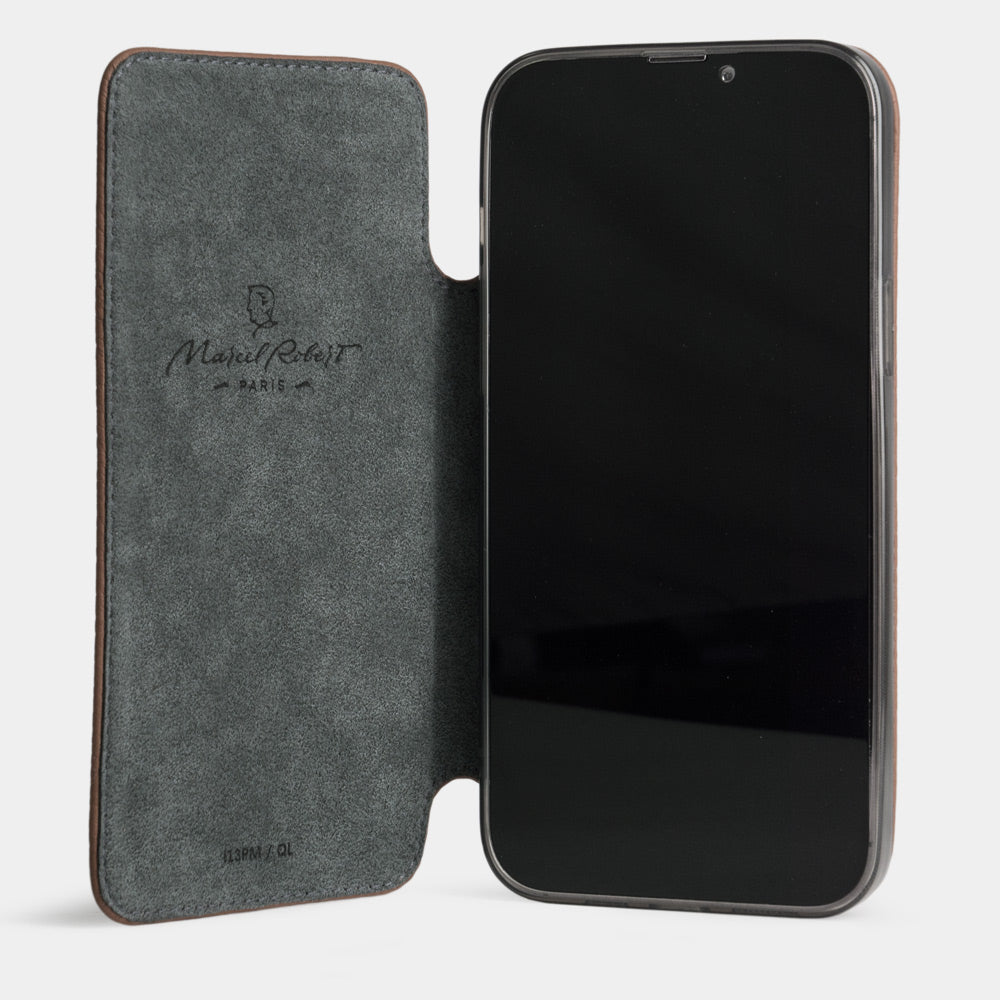 iPhone 15 Pro Max Gold Calfskin Designer Wallet Case – MagSafe