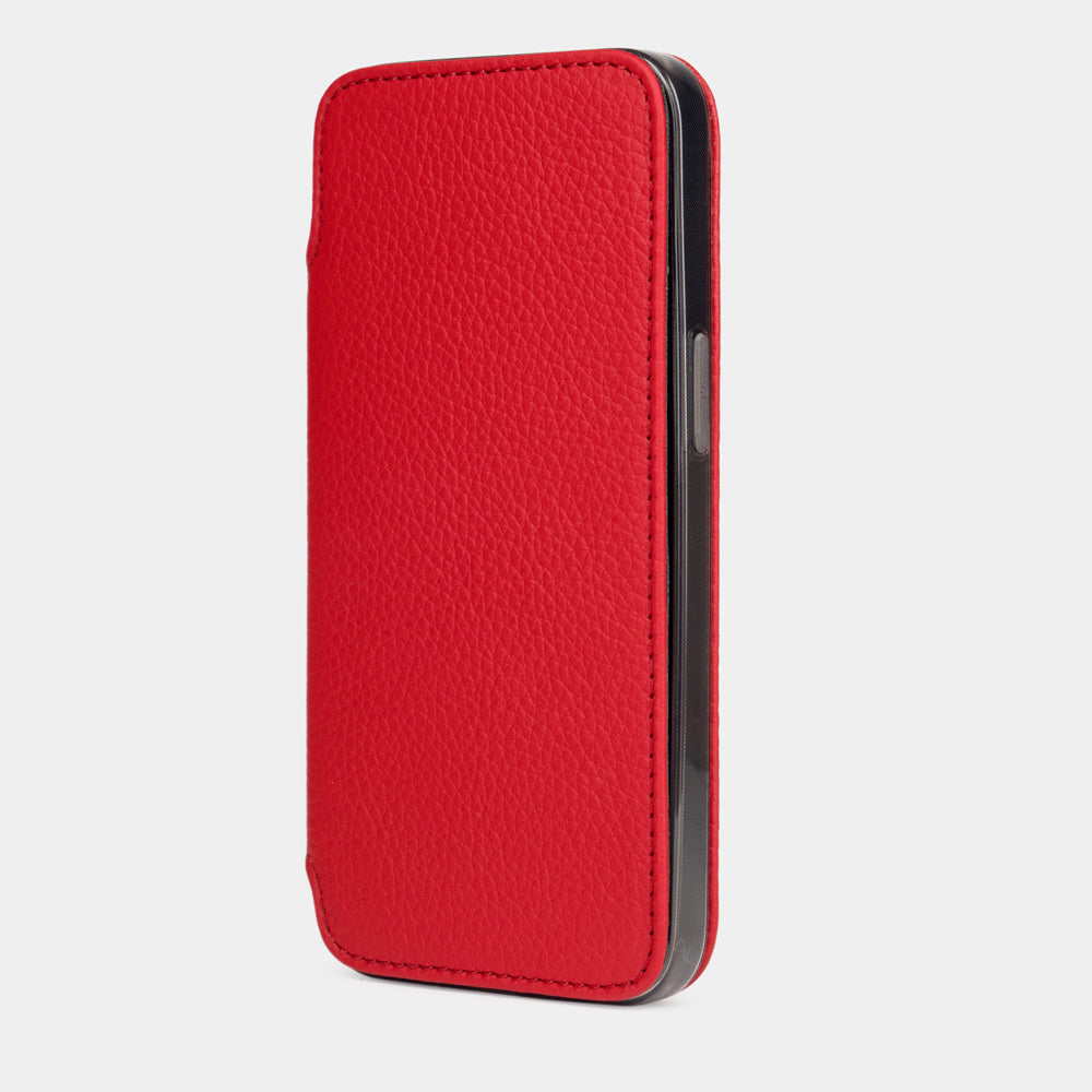 iPhone 15 Pro Max Red Calfskin Leather Wallet Case – MagSafe