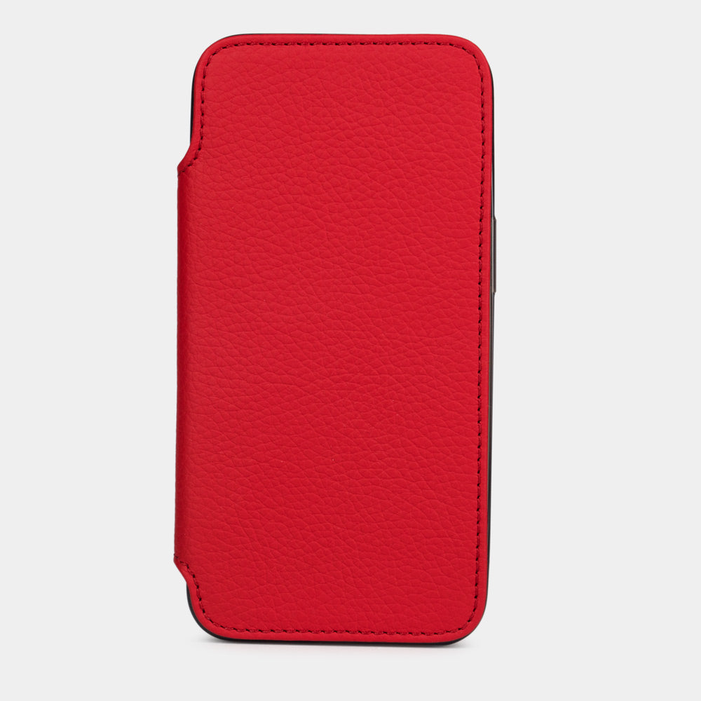 iPhone 15 Pro Max Red Calfskin Leather Wallet Case – MagSafe
