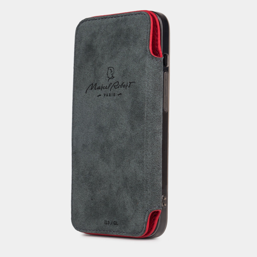 iPhone 15 Pro Max Red Calfskin Leather Wallet Case – MagSafe