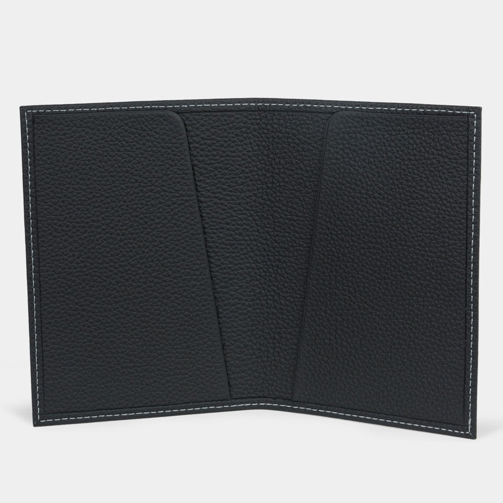 Leather Passport Cover Milano Black