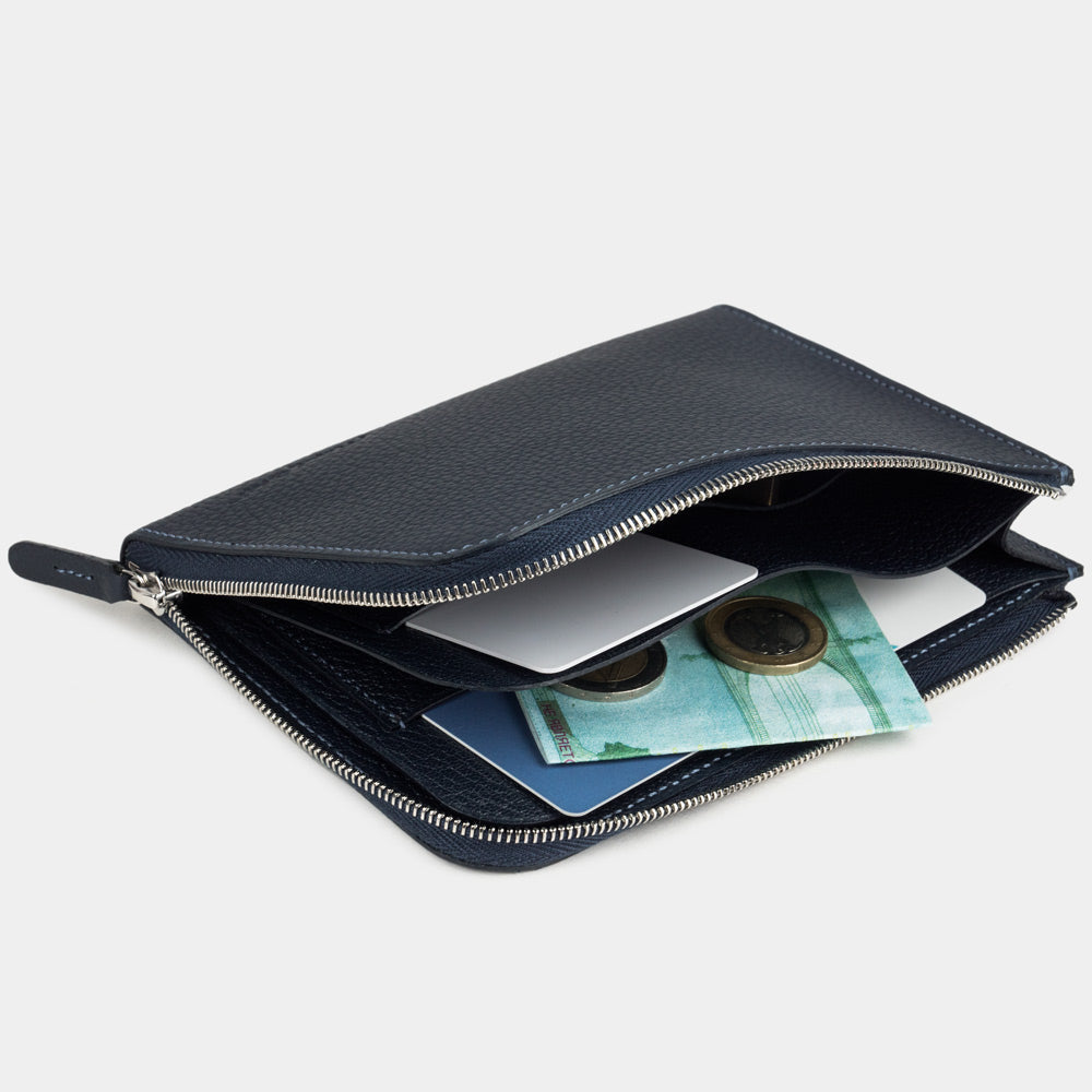 Womens Leather Zip Around Wallet Pont Aven – Blue
