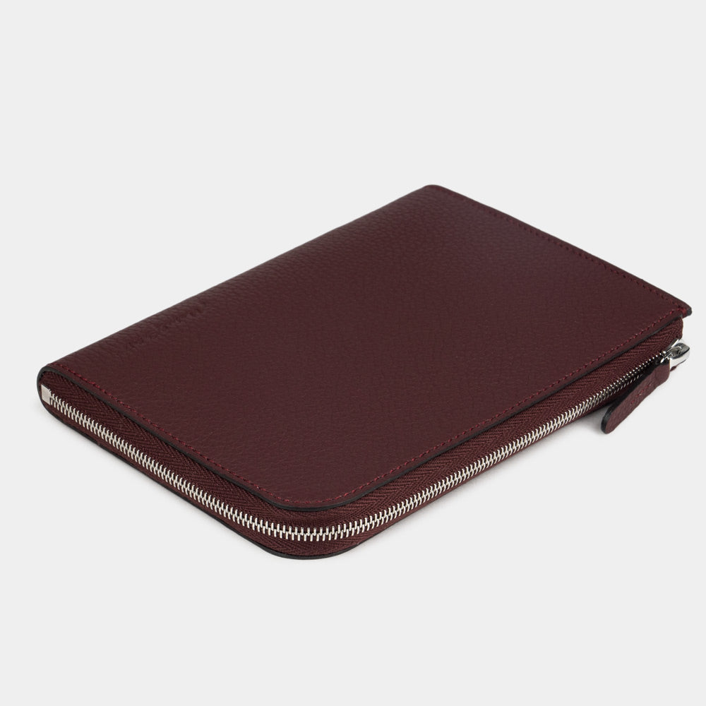 men’s leather zip wallet with card holder bordeaux