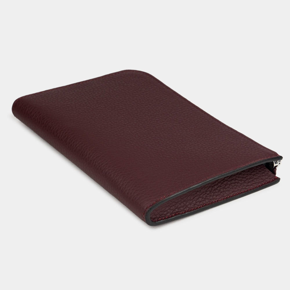 men’s leather zip wallet with card holder bordeaux