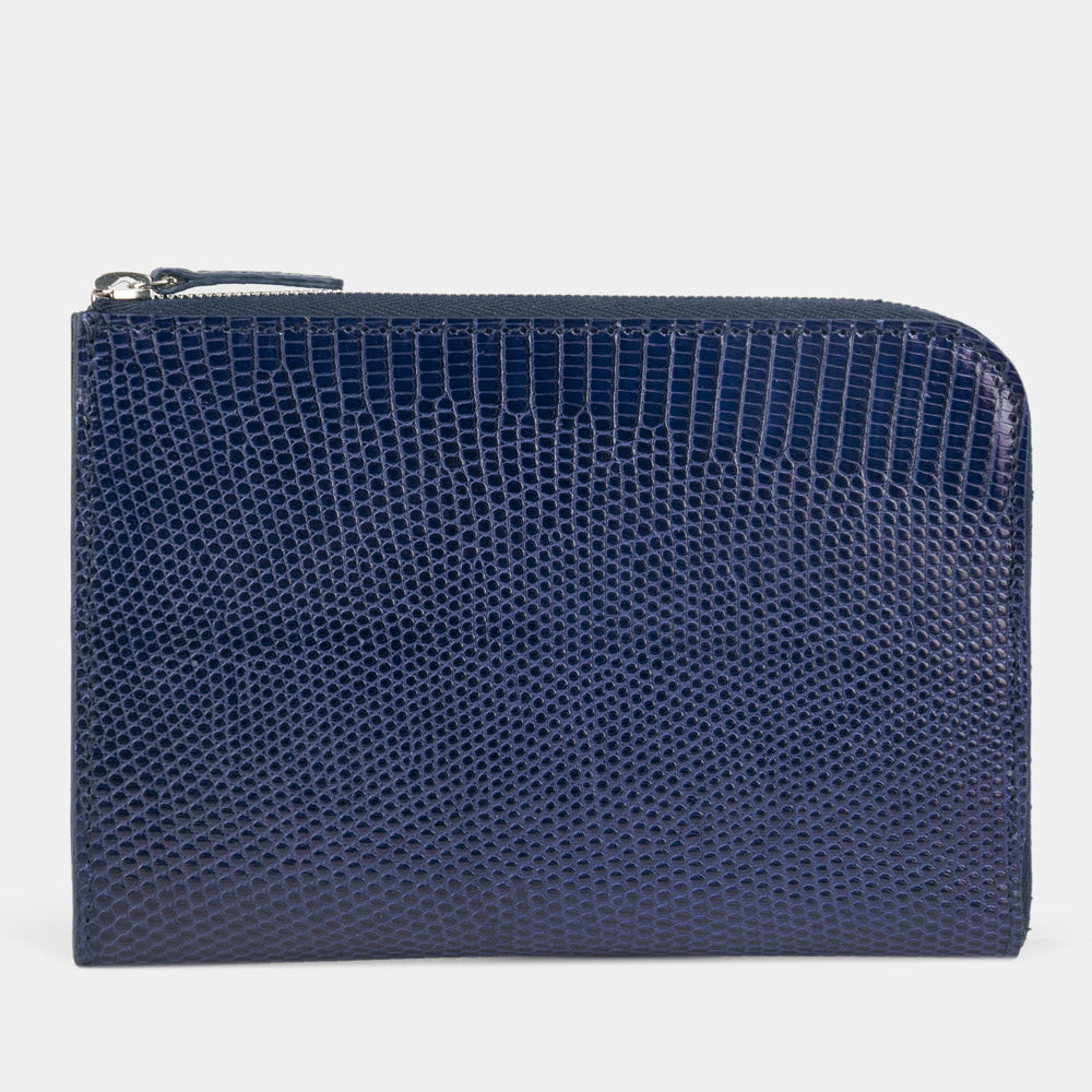 men’s lizard blue zip wallet with card holder
