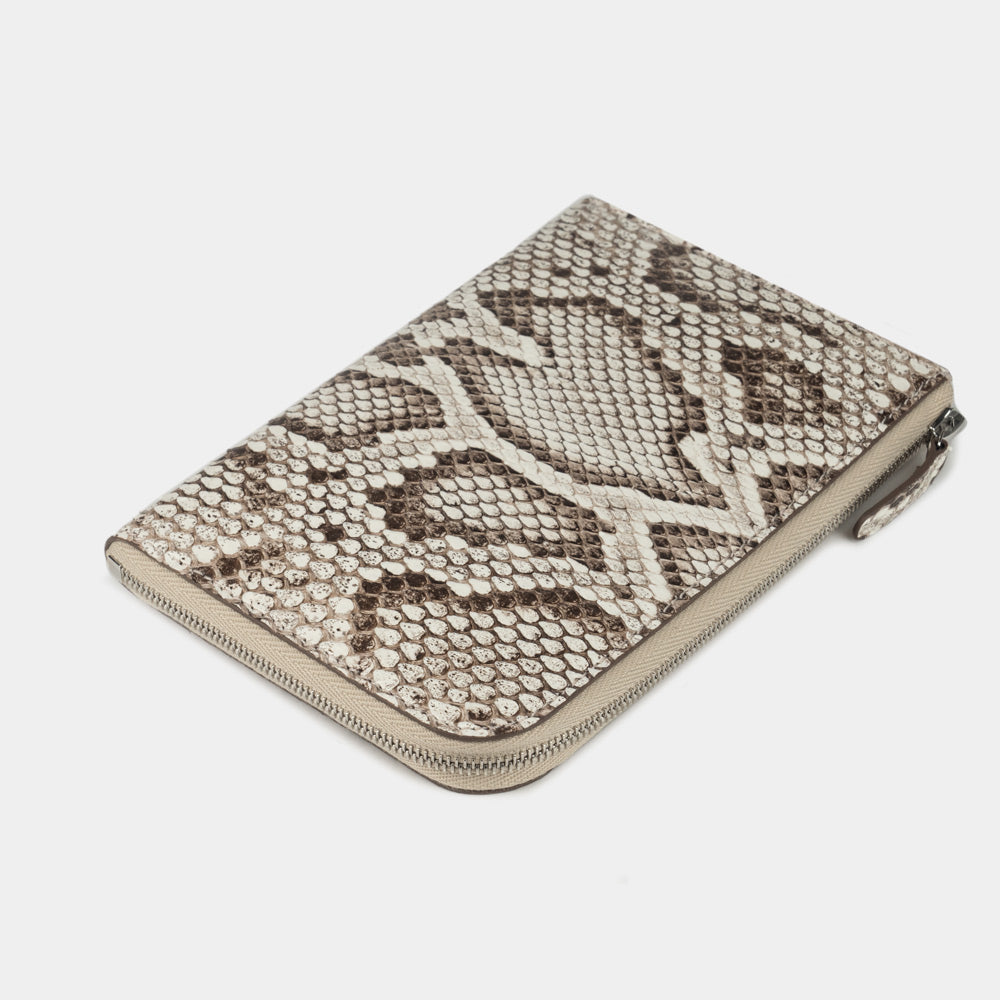 Natural Python Leather Zip Wallet with Card Holder