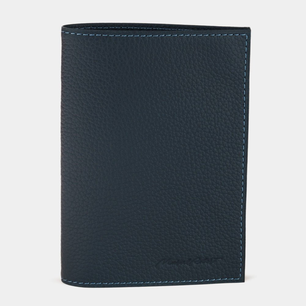 Elegant Leather Passport Cover Milano Blue | Marcel Robert - 0