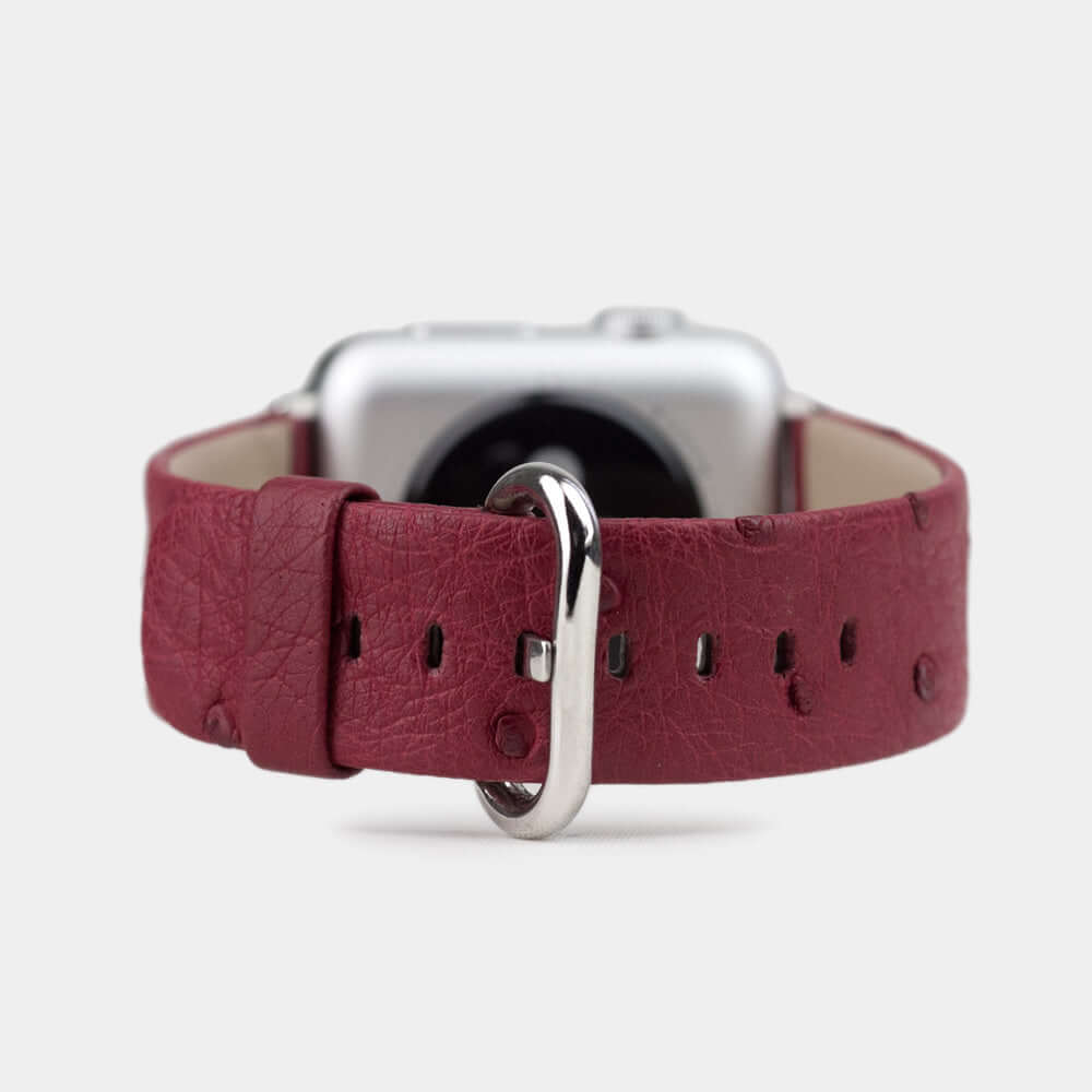 Ostrich Leather Strap Apple Watch 45/46mm Fuchsia | Marcel Robert - 1