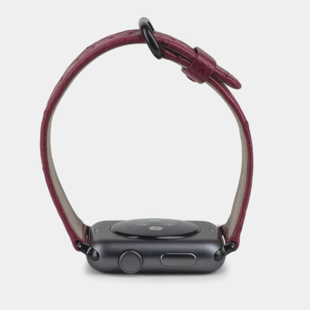 Ostrich Strap Apple Watch 45/46mm Fuchsia | Marcel Robert - 10