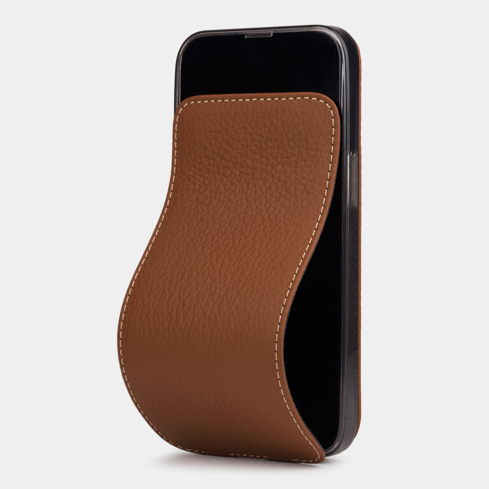 iPhone 14 flip case made with gold premium leather – Marcel Robert | main visual
