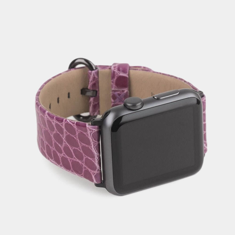 Alligator Shiny Strap Apple Watch 45/46mm Purple | Marcel Robert - 3